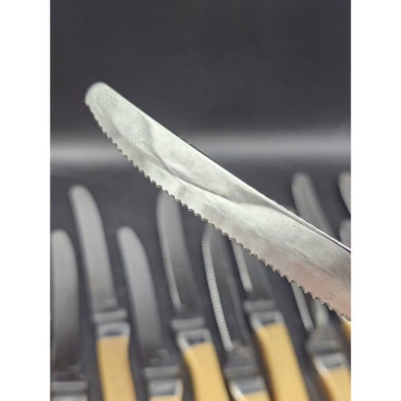 Lot Of 14 Walco Stainless Steel  9" Knives With Gold Handles Vintage MCM Glam - Picture 7 of 9